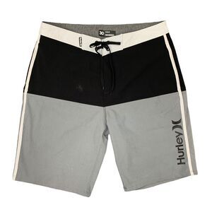 Hurley Board Short Mens 30 Black Grey Quick Dry Drawstring Surfer Surfing Beach